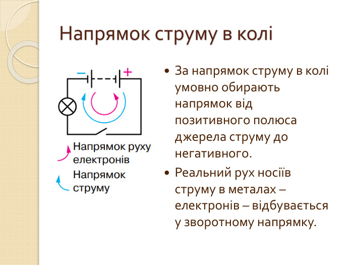 Напрямок струму та рух електронів